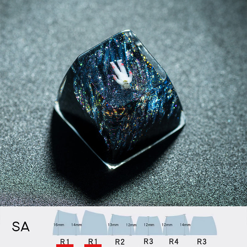 Starry Astronaut Keycaps（SA R1-height 1U）Crystal Resin Drops Keycap