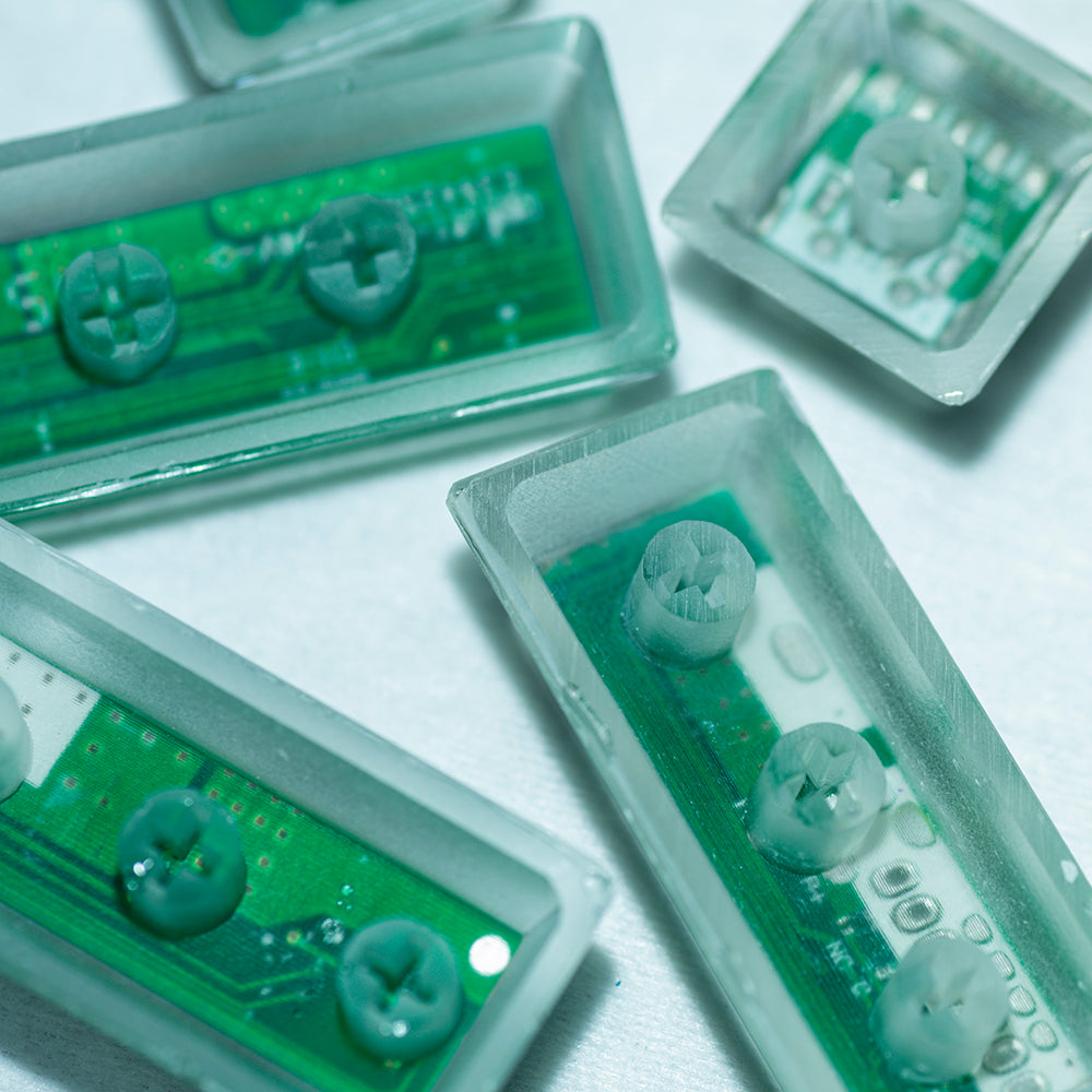 green circuit board keycaps（Cherry OEM XDA SA-height）Crystal Resin Drops Keycap